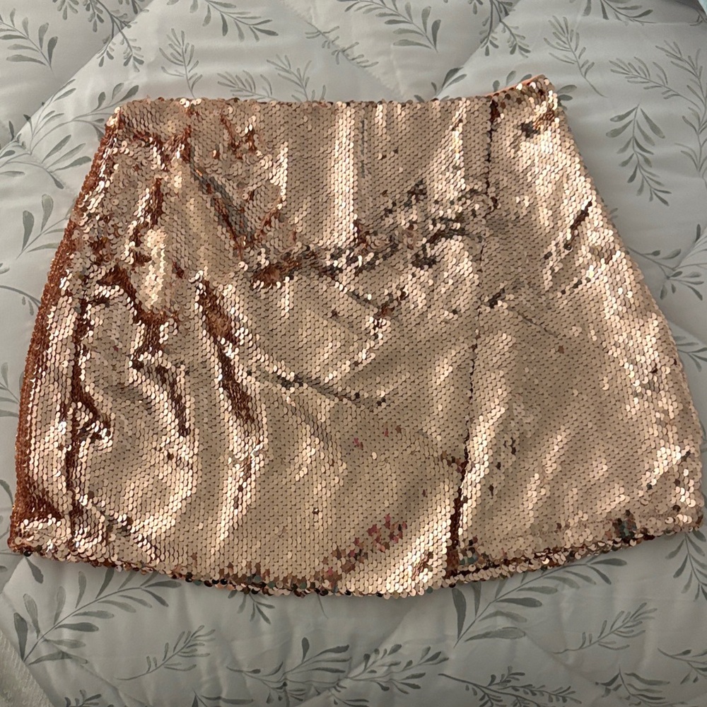 Sequin Mini Skirt in Rose Gold